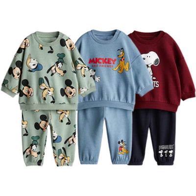 Kids Mickey Mouse & Friends 2-piece outfit – sweatshirt and pants cartoon set for boys and girls, spring and autumn casual wear