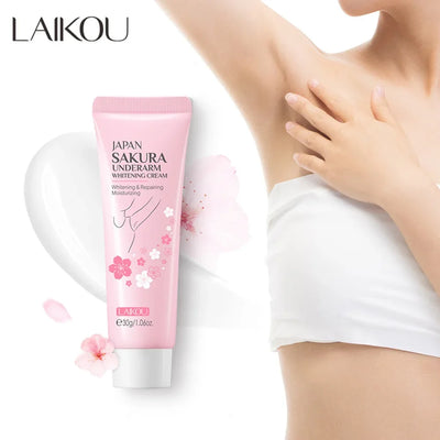 Laikou Sakura Underarm Whitening Cream – Dark Spot Corrector for Underarms, Knees, Bikini Line & Intimate Areas