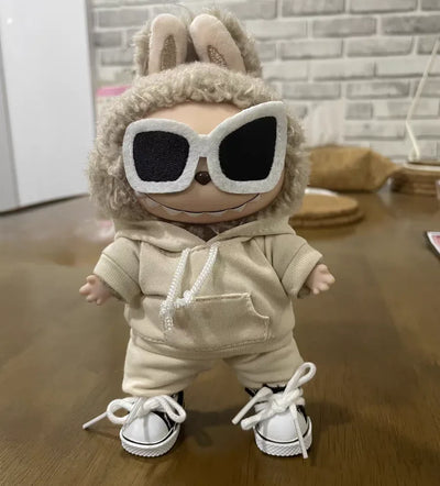 Labubu doll outfit hoodie and pants set for 17cm dolls, cozy trendy Labubu clothes