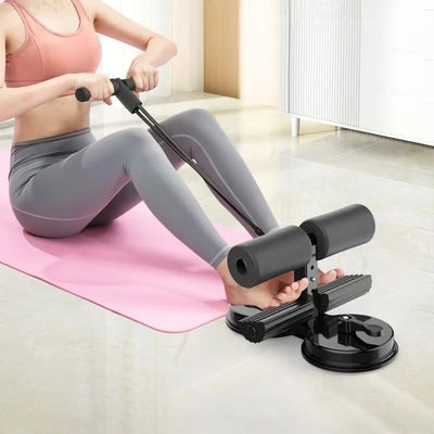 Adjustable sit-up bar with double suction cups and resistance bands for home workouts