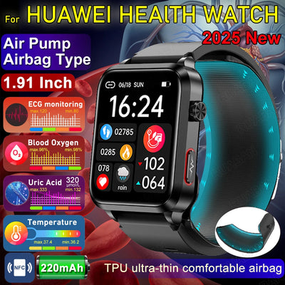 2025 Huawei-compatible smart health watch with air pump blood pressure and ECG monitoring