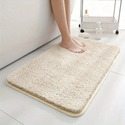 Soft absorbent anti-slip bathroom mat – thick plush washable carpet for toilet and shower