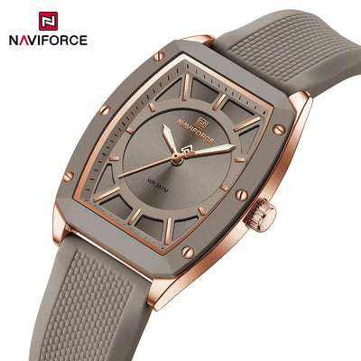 NAVIFORCE NF5049 women’s waterproof quartz watch with silicone strap and tonneau dial