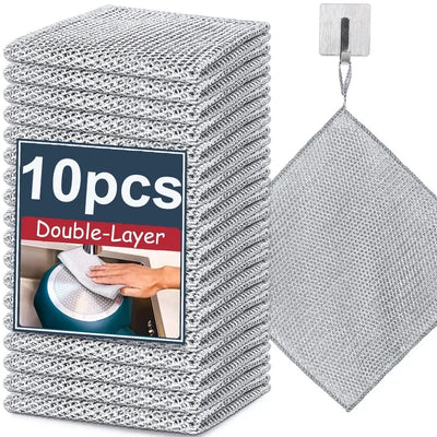 multifunctional non-scratch wire dishcloth microfiber cleaning cloth for kitchen dishes and home use