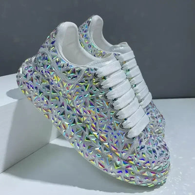 Pink  women’s reflective lightning sneakers for jazz and modern dance with breathable mesh and PU sole