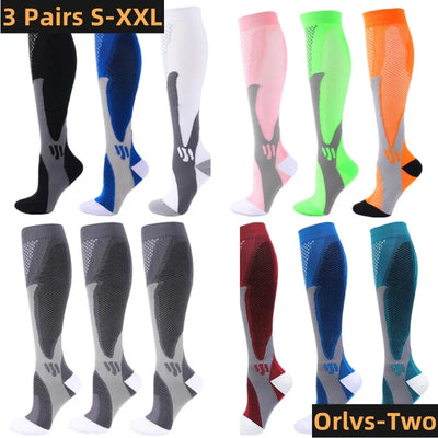 Medical-grade 30 mmHg compression socks for varicose veins, edema, diabetes, and sports, 3-pair pack, multiple colors, sizes S–XXL