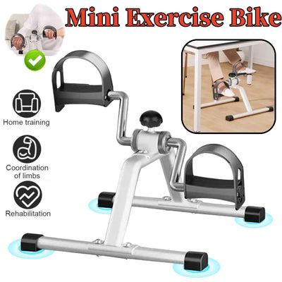Portable mini exercise bike with adjustable resistance for home fitness and rehabilitation