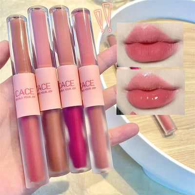 Double Ended Lip Glaze – 2-in-1 Matte Velvet and Glossy Shine Long-Lasting Lipstick