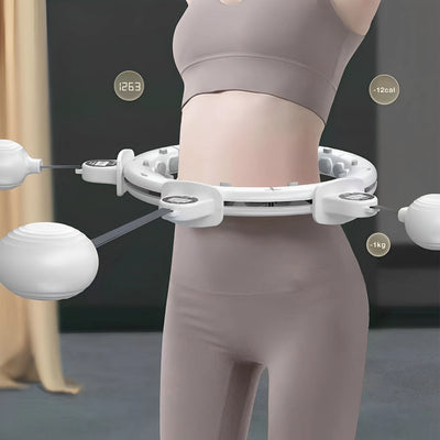 Smart weighted hula ring fitness hoop for women, adjustable portable waist trainer for fat burning and body shaping