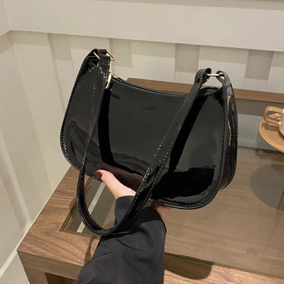 Retro solid color PU leather women’s handbags – black, white, pink, red, and nude shoulder hobo underarm bags