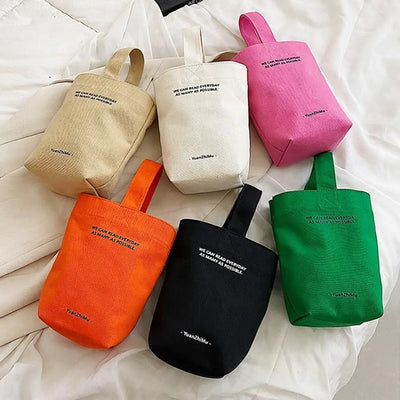 Casual canvas tote bags in black, khaki, orange, green, rose red and white – large capacity women’s shopper crossbody handbags