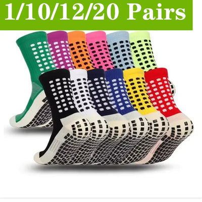 Multi-color anti-slip grip soccer socks for men, athletic sports socks for football and basketball, 1/10/12/20 pair packs