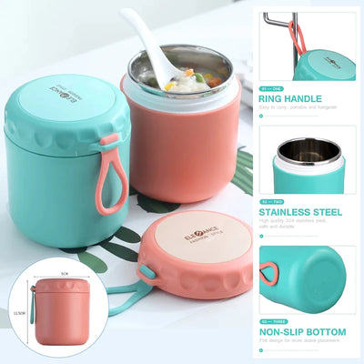 stainless steel vacuum soup lunch box insulated thermal food jar with spoon portable container