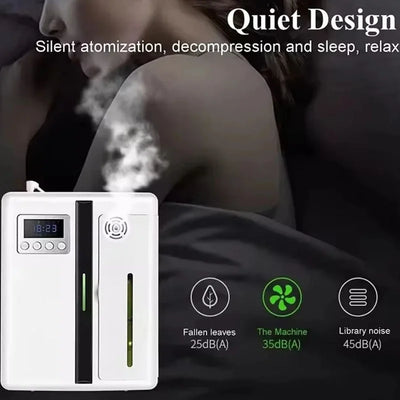 Smart 160ml aromatherapy diffuser machine with LCD display and essential oil bottle for home, office, and hotel fragrance