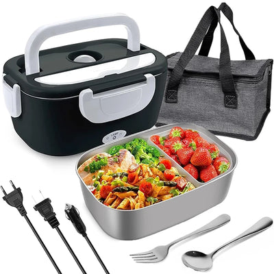 electric heating lunch box stainless steel portable food warmer container with compartments for car truck office