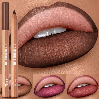 Nude Brown Matte Lip Liner Pencil – Waterproof Long-Lasting Wooden Lip Contour Makeup