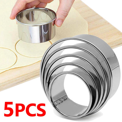 5pcs stainless steel round cutter set for biscuits dumplings pastries and cakes
