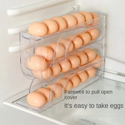 4-tier automatic egg roller storage box for refrigerator – large capacity space-saving kitchen organizer