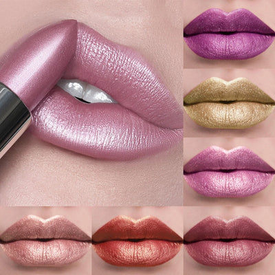 21 Colors Metallic Glitter Lipstick Collection – Bold Pearlescent Long-Lasting Waterproof Lip Makeup