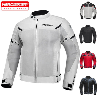 Men's summer motorcycle jacket with breathable mesh and anti-fall protection panels 🏍️🛡️