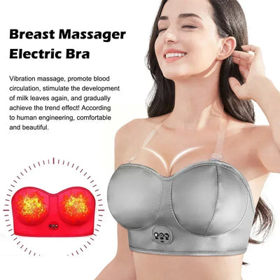 Electric breast massage bra with 3 vibration gears for chest enhancement, relaxation, and blood circulation stimulation