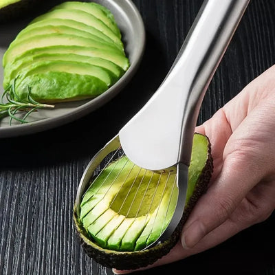 Stainless steel avocado slicer cutting perfect avocado slices – kitchen fruit cutting gadget