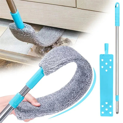 Long handle dust mop with washable cloth pad for cleaning floors, ceilings, and under furniture