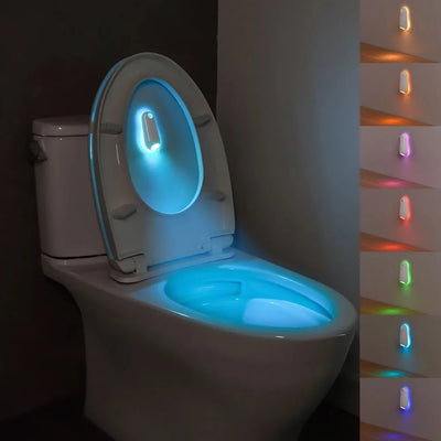 LED toilet night light with motion sensor – 7-color rechargeable bathroom bowl light