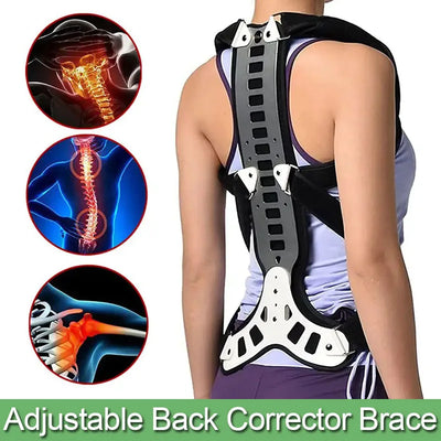 Adjustable back brace posture corrector with ergonomic spine support for scoliosis and hunchback correction