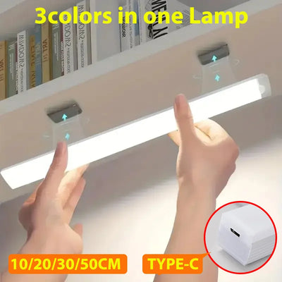 Rechargeable LED motion sensor light installed in kitchen, wardrobe, bedside and cabinet