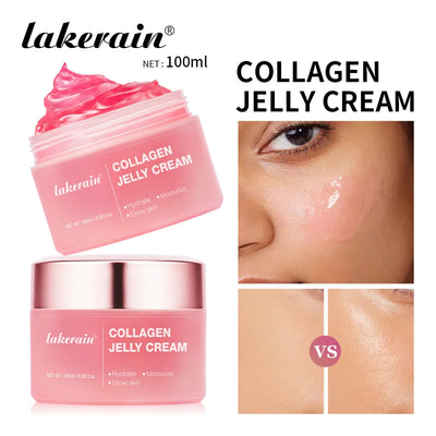 Lakerain Collagen Jelly Cream 100ml jar with pink packaging, moisturizing and anti-aging jelly face gel with niacinamide and collagen