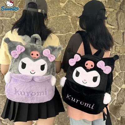 Kuromi plush cartoon kids backpack with soft material and large capacity – ideal for girls