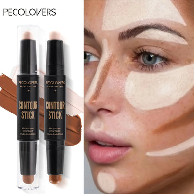 Double-Headed Highlight & Contour Stick – Cream Concealer & Bronzer for Face Sculpting
