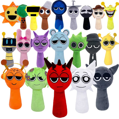 Sprunki plush toy set – horror game inspired soft stuffed dolls in colorful cartoon designs